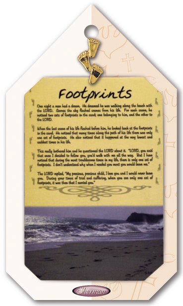 Sherman Footprints Lapel Pin Verse Prayer Card Gift Set
