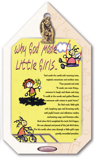 Sherman God Made Girls Lapel Pin Verse Prayer Card Gift