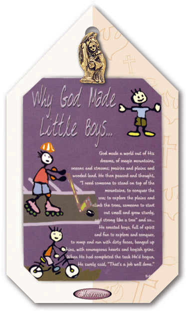 Sherman God Made Boys Lapel Pin Verse Prayer Card Gift