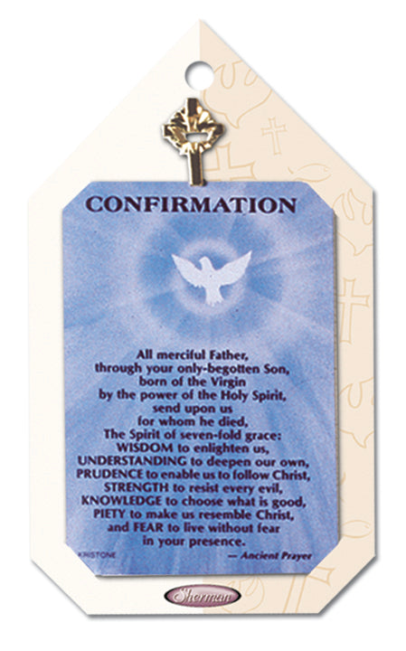 Sherman Confirmation Lapel Pin Verse Prayer Card Gift