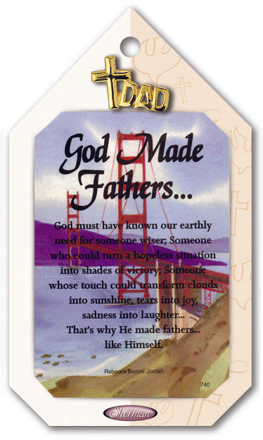 Sherman God Made Fathers Lapel Pin And Prayer Card