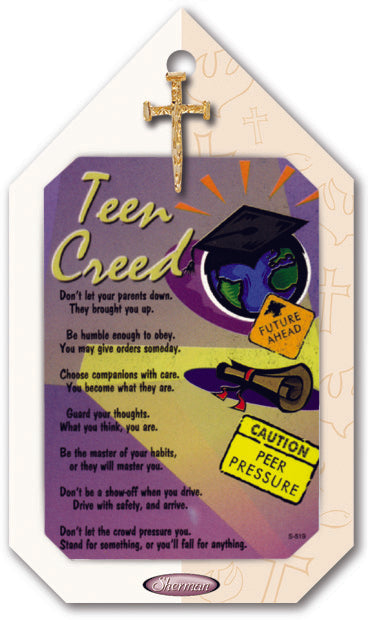 Sherman Teen Creed Lapel Pin Verse Prayer Card Gift