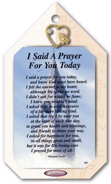 Sherman I Said A Prayer Lapel Pin And Verse Card