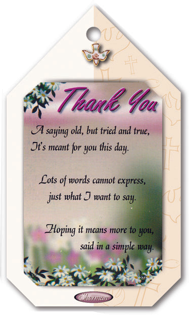Sherman Thank You Lapel Pin Verse Prayer Card Gift Set