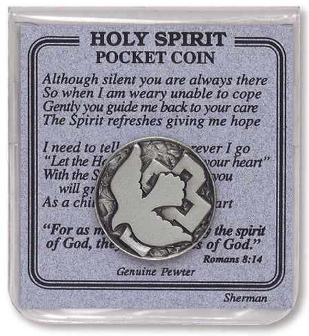 Sherman Holy Spirit Pewter Pocket Coin With Prayer Gift