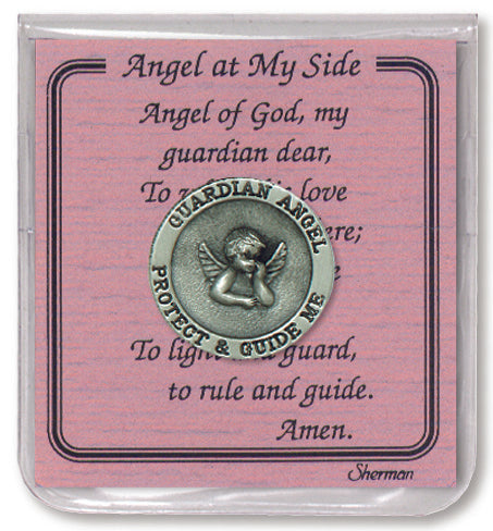 Sherman Guardian Angel Pewter Pocket Coin with Prayer Gift