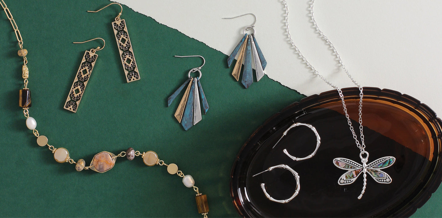 Periwinkle Open Aztec Pattern Gold Drops Earrings Design