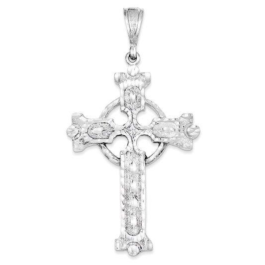 Extel Extra Large Sterling Silver Iona Celtic Cross Pendant Charm, Made in USA