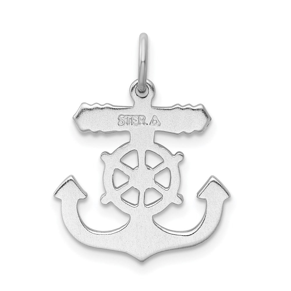 Extel Medium Sterling Silver Rhodium-plated Mariner Cross Pendant Charm, Made in USA