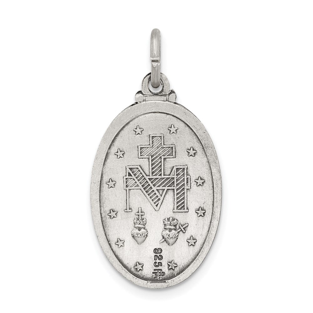 Extel Large Sterling Silver Antiqued Miraculous Medal Charm