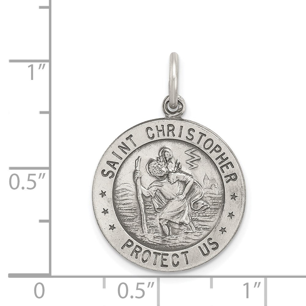 Extel Medium Sterling Silver Patron Saint Christopher Soccer Medal Pendant Charm Made in USA