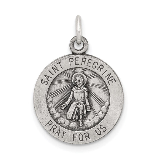 Extel Medium Sterling Silver Patron Saint Peregrine Medal Pendant Charm, Made in USA