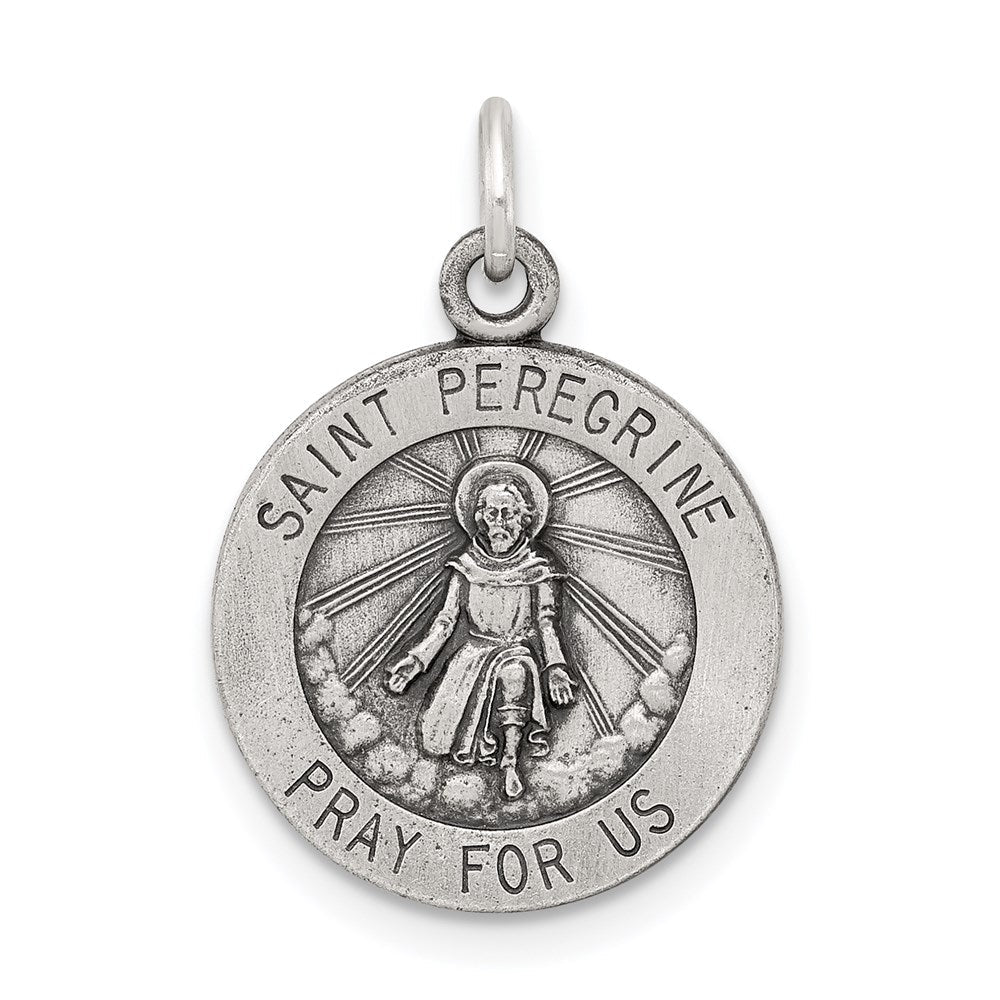 Extel Medium Sterling Silver Patron Saint Peregrine Medal Pendant Charm, Made in USA