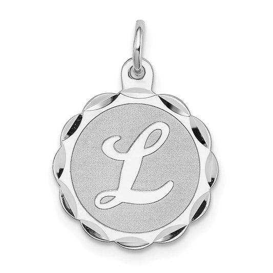 Extel Medium Sterling Silver Rhodium-plated Initial L Charm