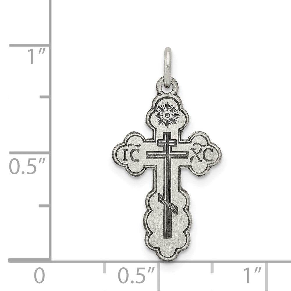 Extel Medium Sterling Silver Eastern Orthodox Cross Charm Pendant