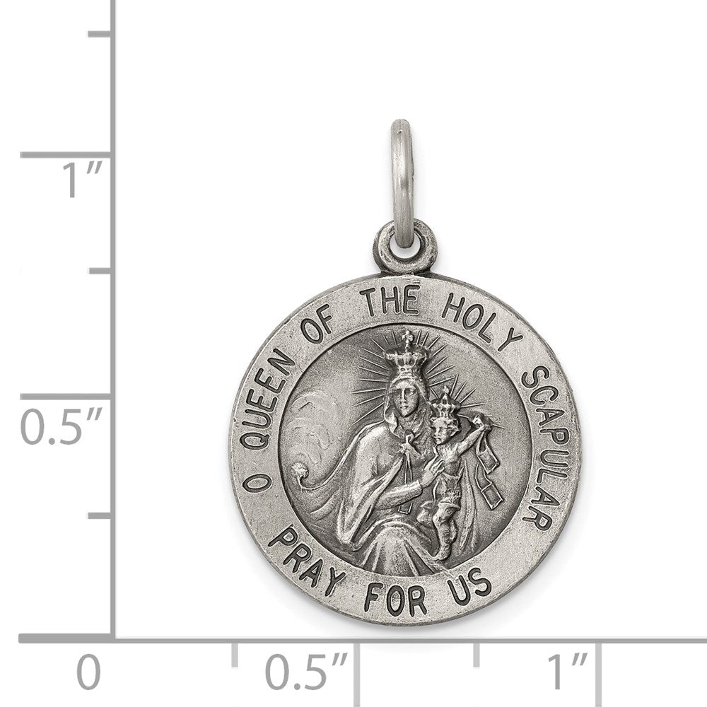 Extel Large Sterling Silver Queen of the Holy Scapular Charm