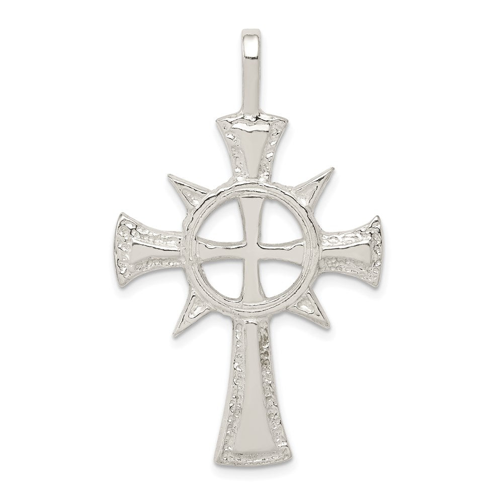 Extel Large Sterling Silver Iona Celtic Cross Pendant Charm