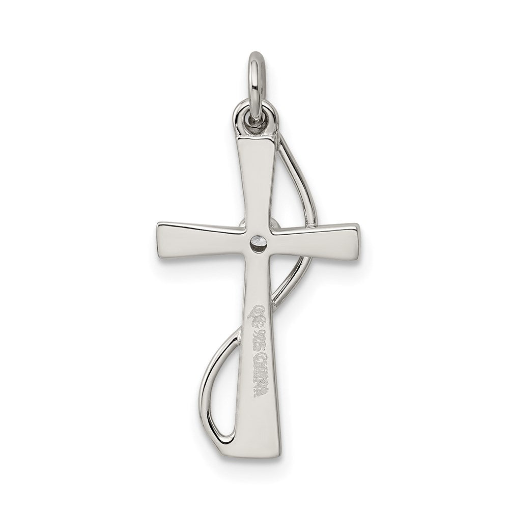 Extel Medium Sterling Silver Cubic Zirconia Cross Pendant Charm