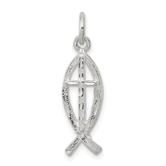 Extel Medium Sterling Silver Ichthus (Fish) Charm Pendant