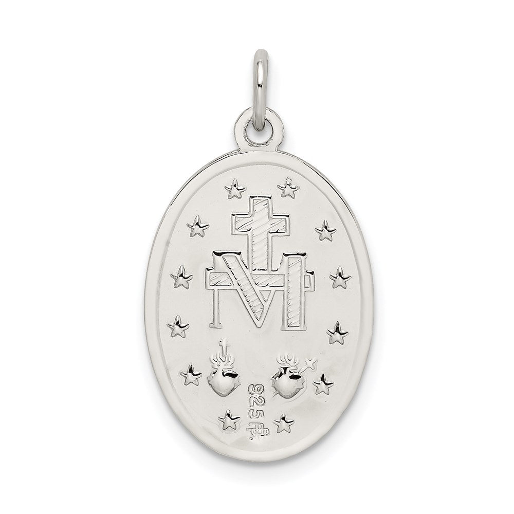 Extel Medium Sterling Silver Miraculous Medal Pendant Charm, Made in USA