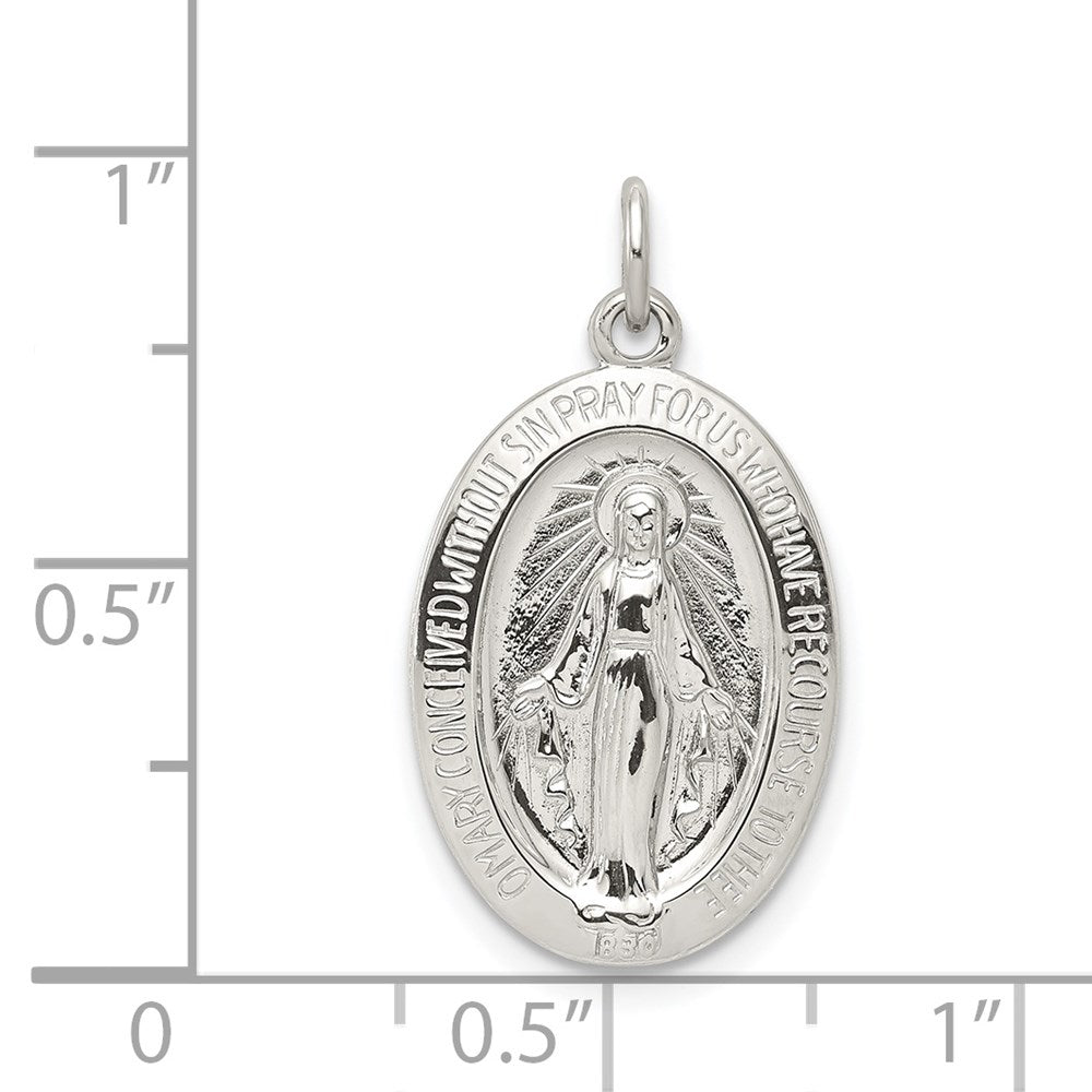 Extel Medium Sterling Silver Miraculous Medal Pendant Charm, Made in USA