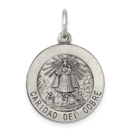 Extel Medium Sterling Silver Caridad del Cobre Medal Pendant Charm, Made in USA
