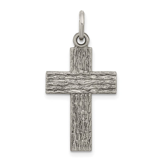 Extel Large Sterling Silver Antiqued Cross Charm Pendant, Made in USA