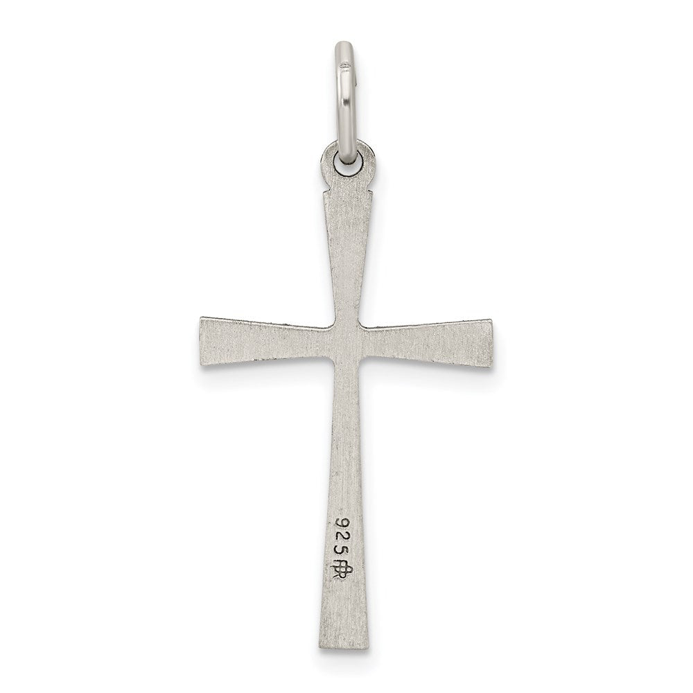 Extel Large Sterling Silver Antiqued Cross Charm Pendant, Made in USA