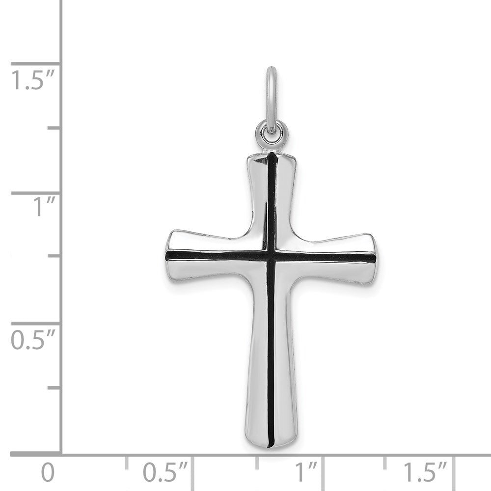 Extel Large Sterling Silver Rhodium-plated Enamel Cross Pendant Charm, Made in USA