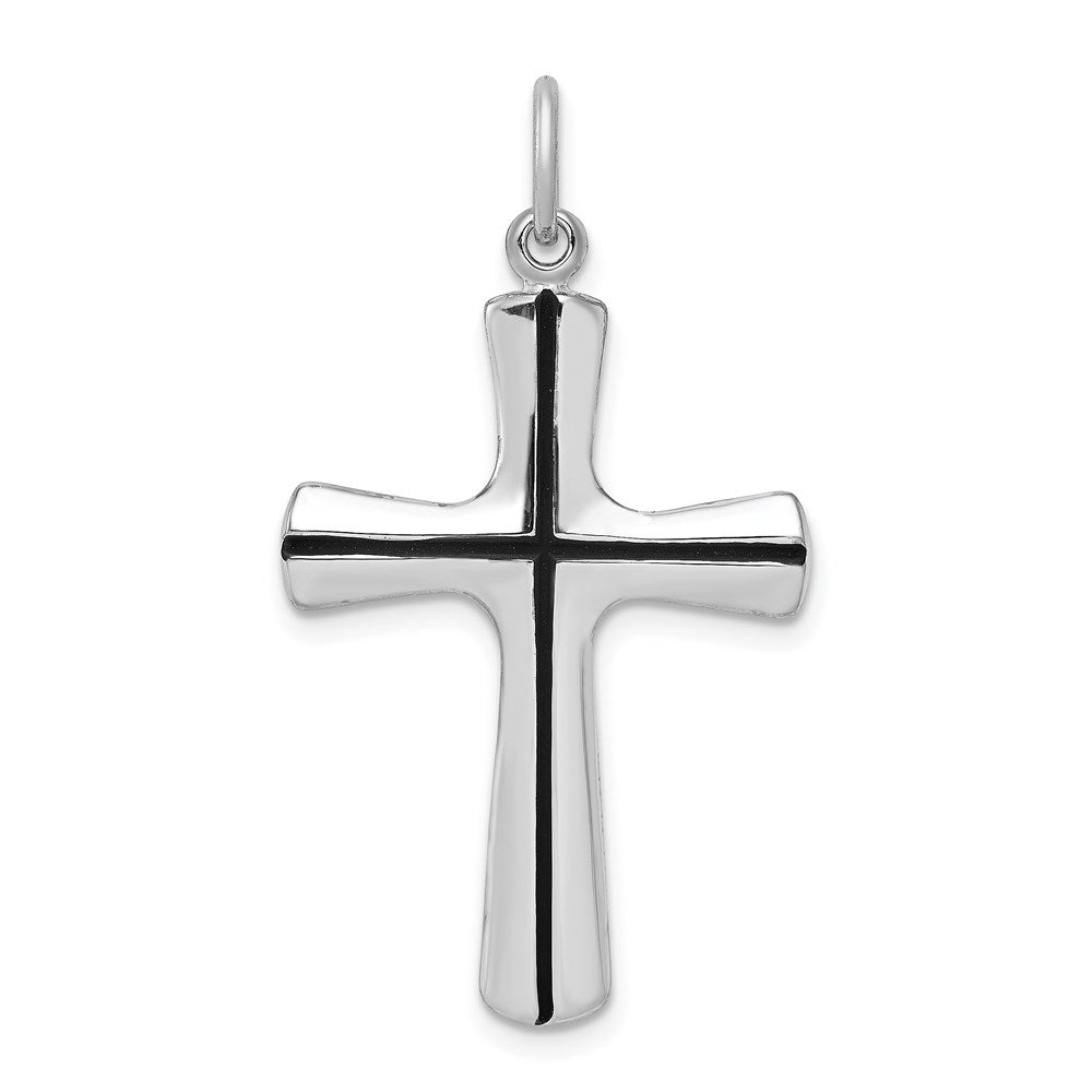 Extel Large Sterling Silver Rhodium-plated Enamel Cross Pendant Charm, Made in USA