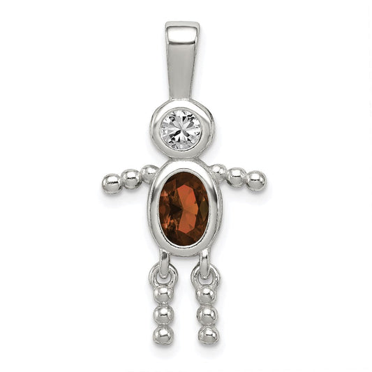 Extel Large Sterling Silver Cubic Zirconia January Boy Pendant