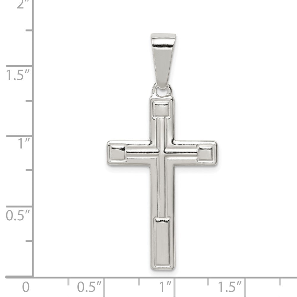 Extel Large Sterling Silver Polished Cross Pendant Charm