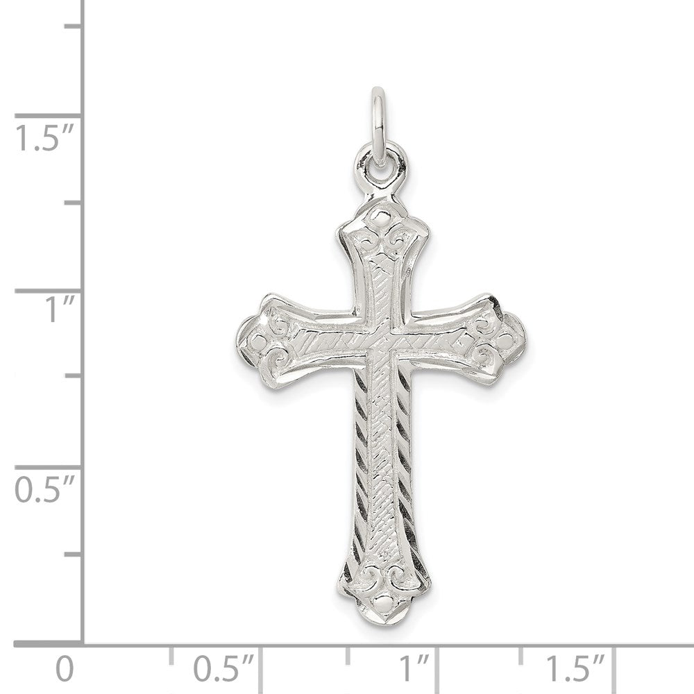 Extel Large Sterling Silver Budded Cross Pendant Charm