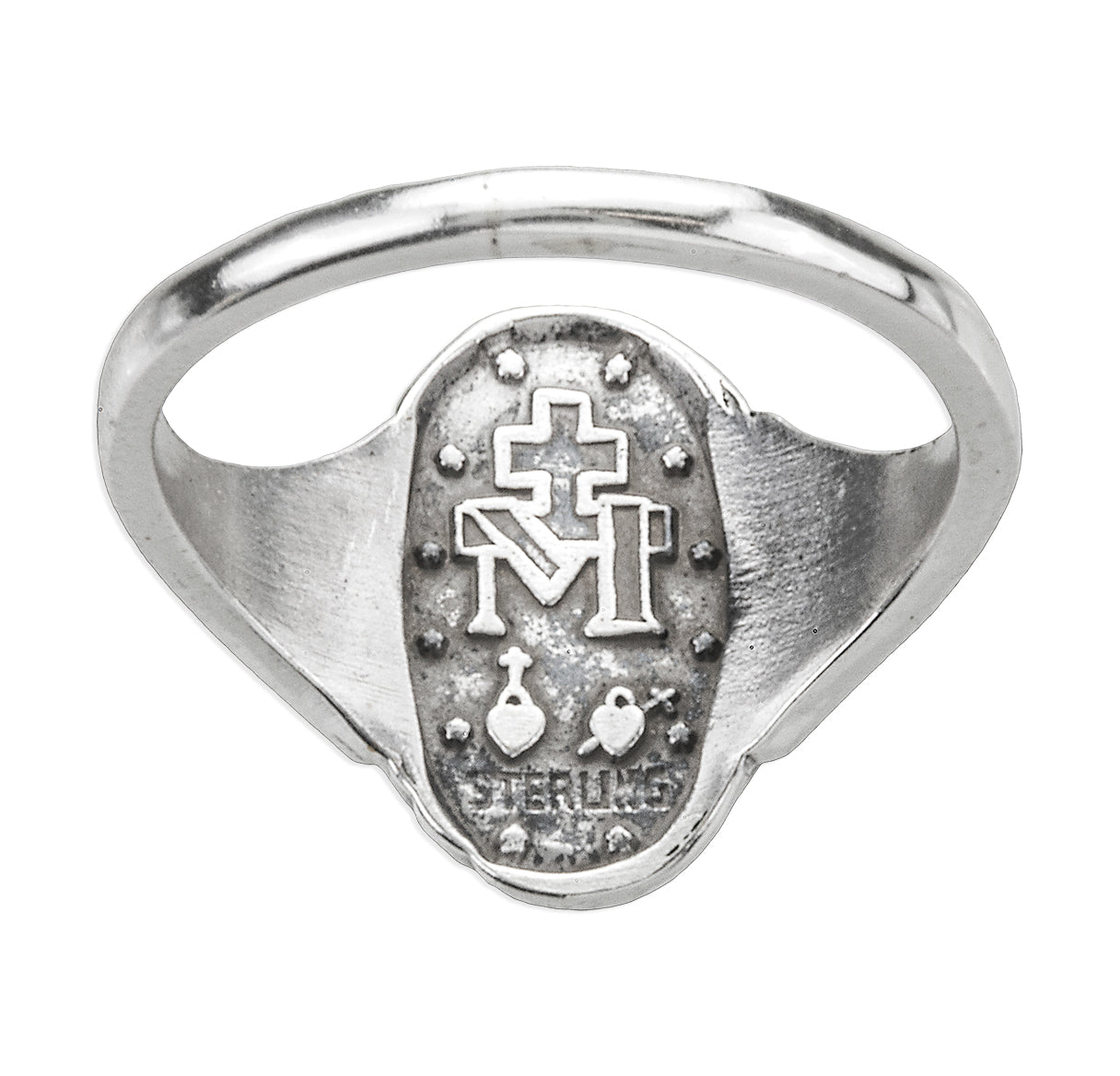 Miraculous Medal Sterling Silver Ring for Elegant Faith