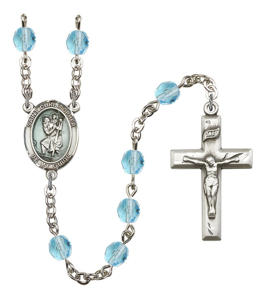 Extel St. Christopher Catholic Rosary Beads March Aqua