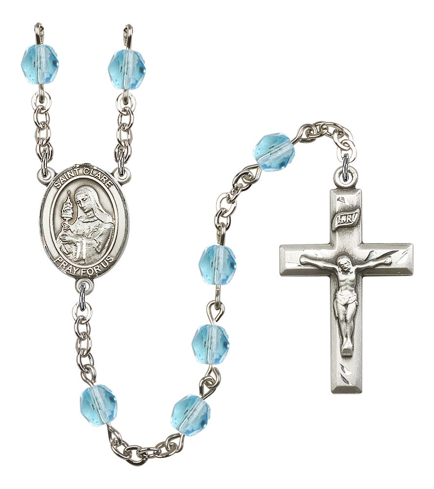 Extel St. Clare of Assisi Catholic Rosary Beads Aqua