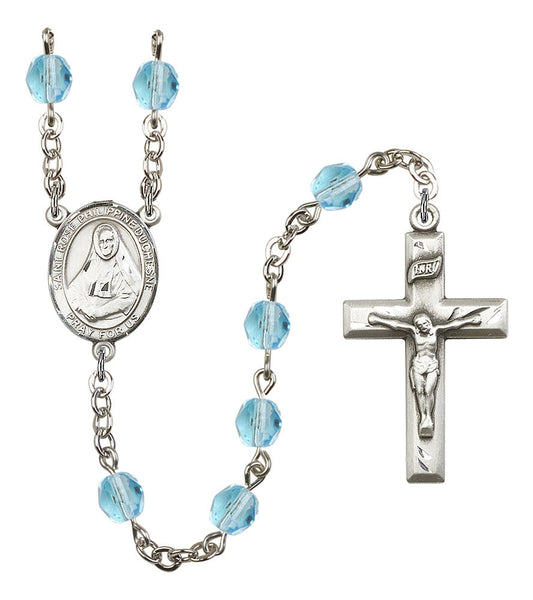 Extel St. Rose Philippine Duchesne Catholic Rosary Beads March Birthstone Aqua