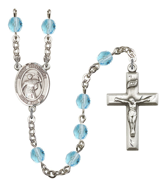 Extel St. Theodore Stratelates Catholic Rosary Beads Aqua