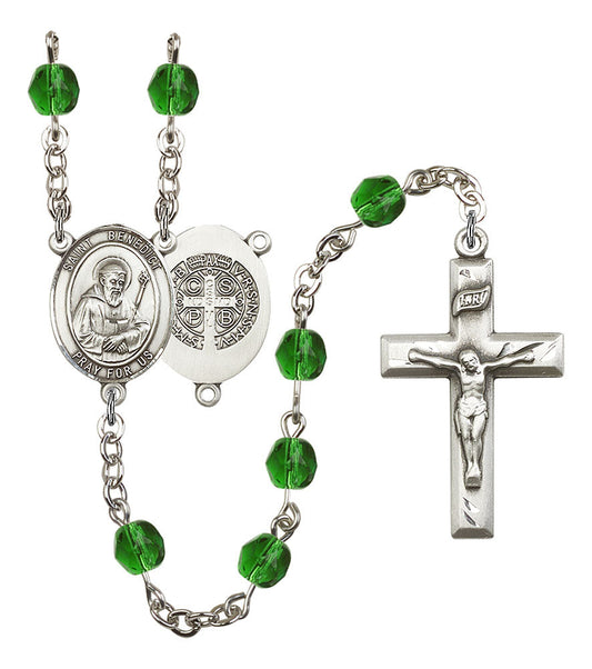 Extel St. Benedict Catholic Rosary Beads May Birthstone Emerald