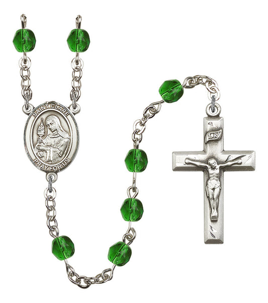 Extel St. Clare of Assisi Catholic Rosary Beads May Emerald
