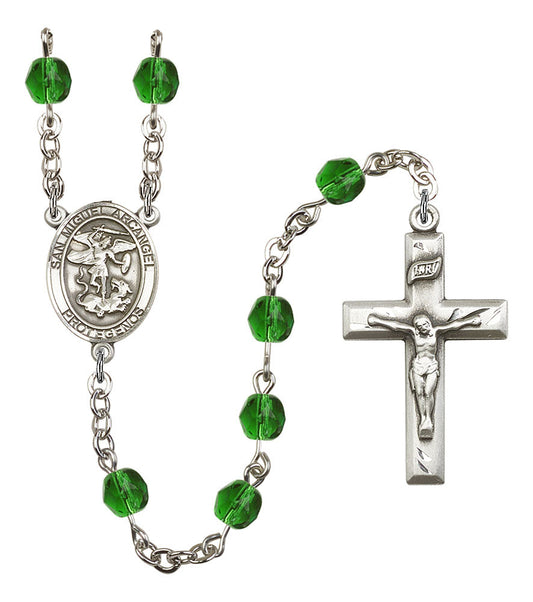 Extel San Miguel Arcangel Catholic Rosary Beads May Birthstone Emerald