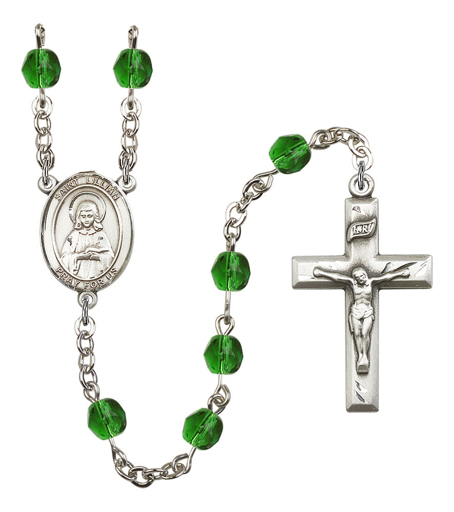 Extel St. Lillian Catholic Rosary Beads May Birthstone Emerald