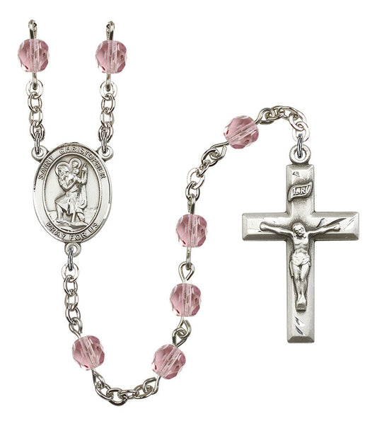 Extel St. Christopher Catholic Rosary Beads Light Amethyst