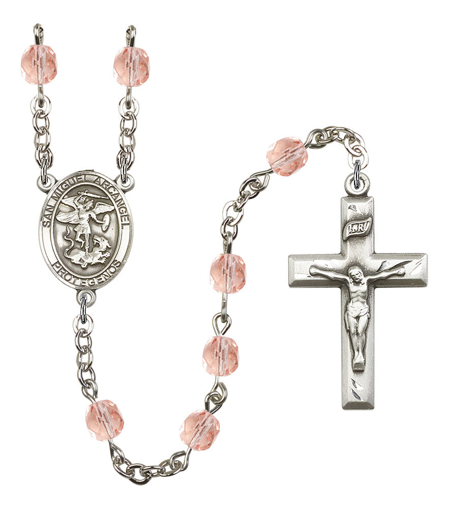 Extel San Miguel Arcangel Catholic Rosary Beads October Rose