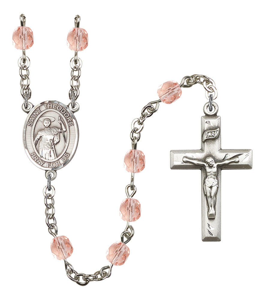 Extel St. Theodore Stratelates Catholic Rosary Beads Rose