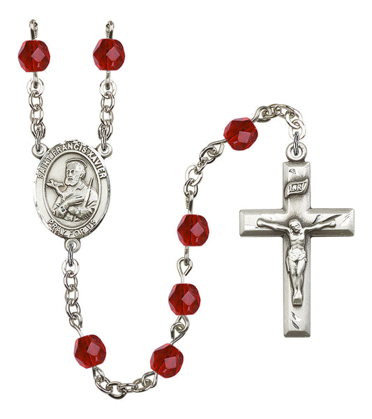 Extel St. Francis Xavier Catholic Rosary Beads July Ruby