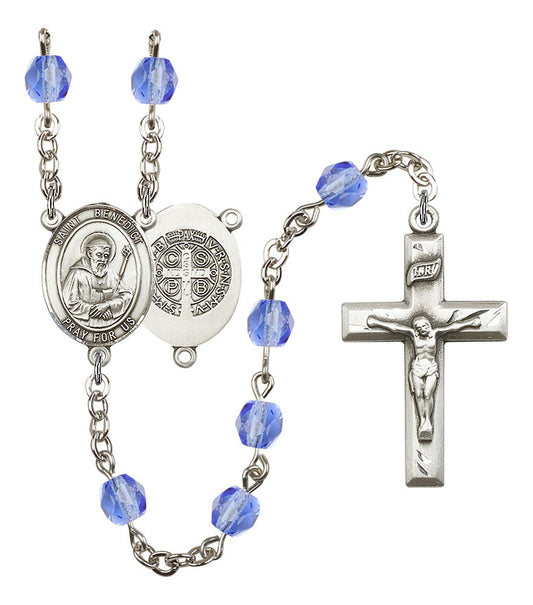 Extel St. Benedict Catholic Rosary Beads September Sapphire