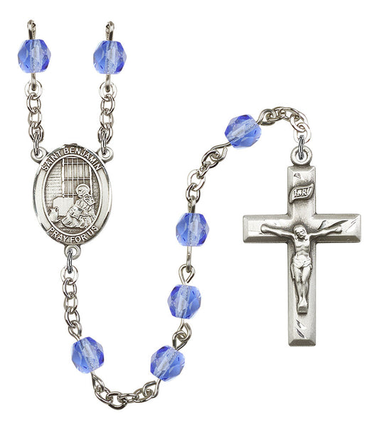 Extel St. Benjamin Catholic Rosary Beads September Sapphire