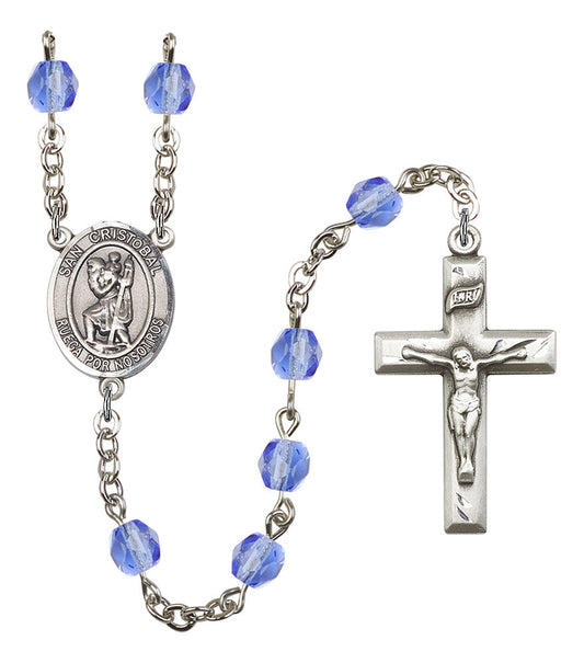 Extel San Cristobal Catholic Rosary Beads Sapphire September