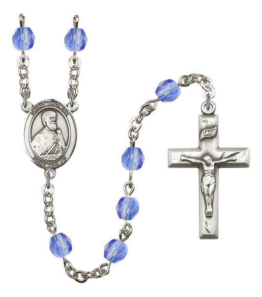 Extel St. Thomas the Apostle Catholic Rosary Beads Sapphire